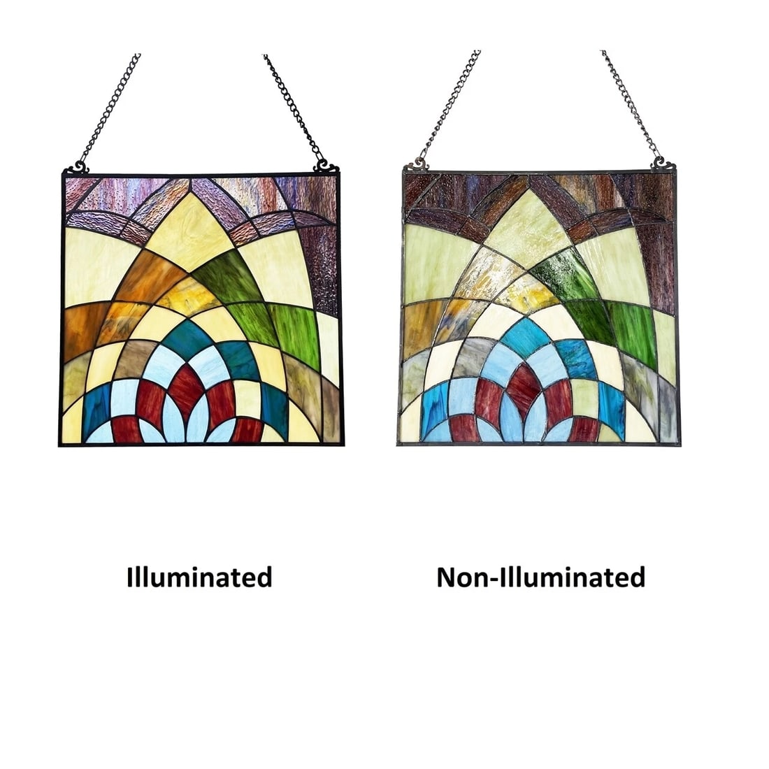 16" Stained Glass Hanging Window Pane Panel Suncatcher - 4