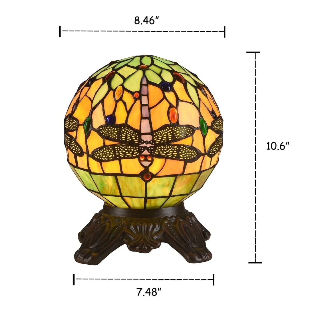 Stained Glass Dragonfly Accent Table Lamp - 3