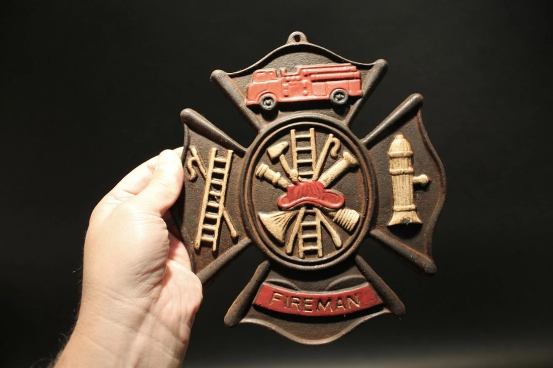 Cast Iron Fire Fighter Plaque Fire Mark Sign - 6