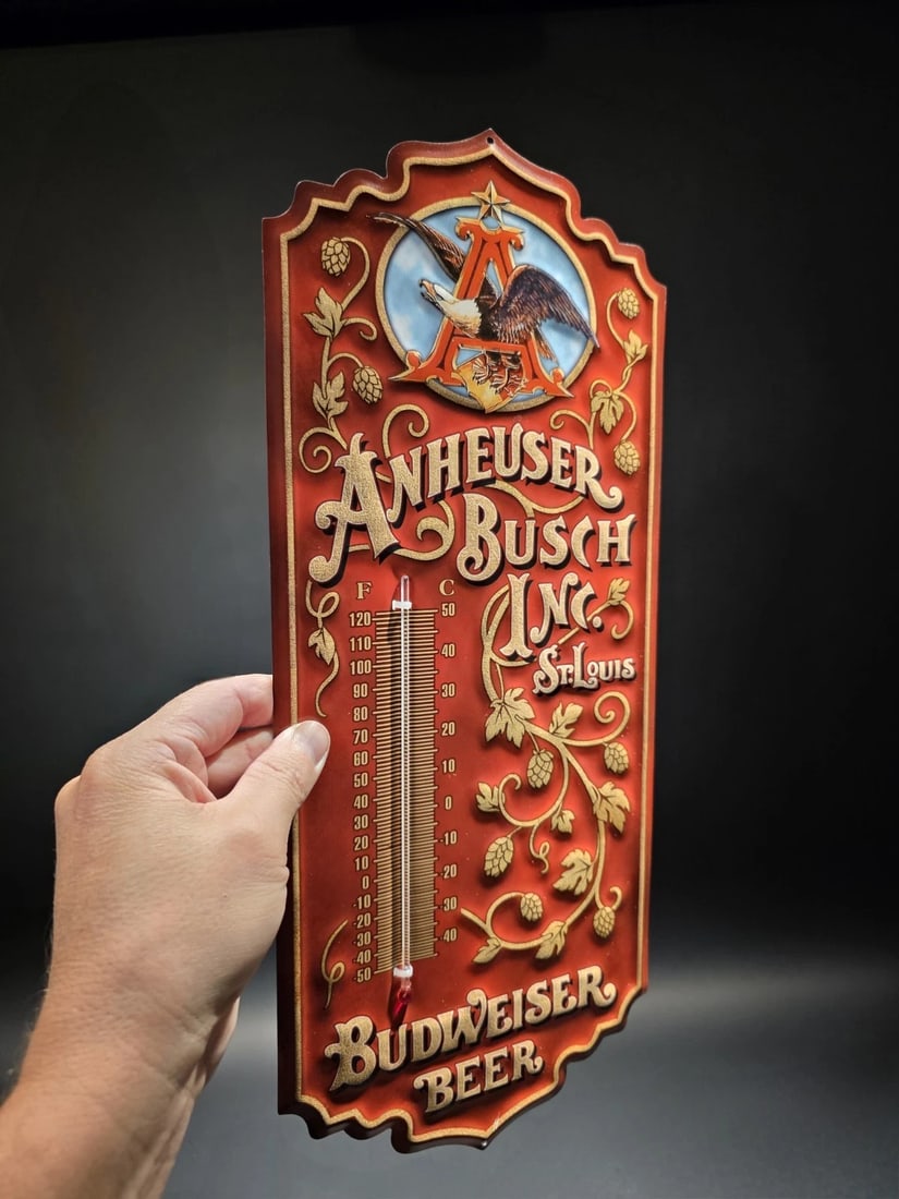 Anheuser Busch Budweiser Wall Thermometer Sign - 5