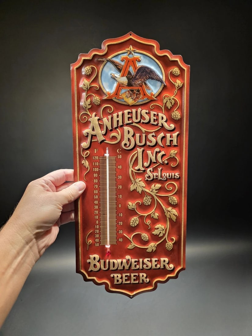 Anheuser Busch Budweiser Wall Thermometer Sign - 6