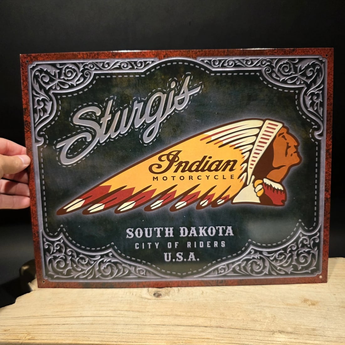 Vintage Style Sturgis Indian Motorcycle Tin Sign (1 of 3)