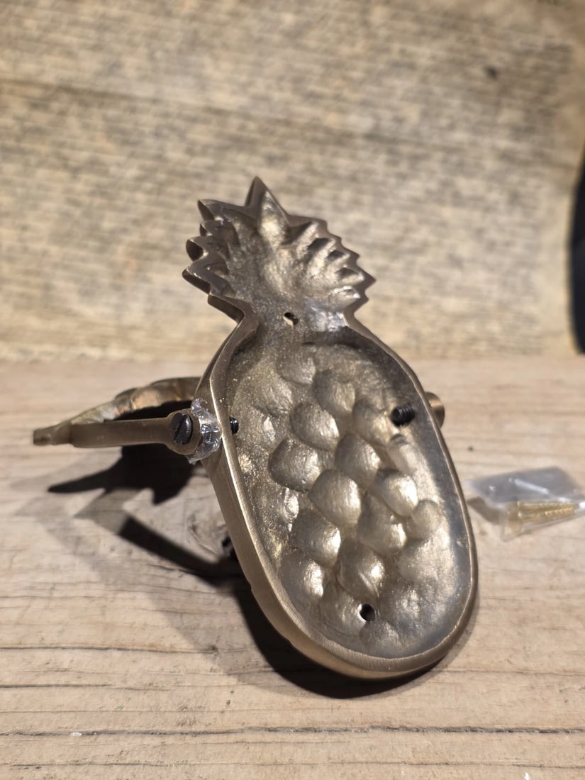 Solid Brass Pineapple Door Knocker Colonial Welcome Sign - 4