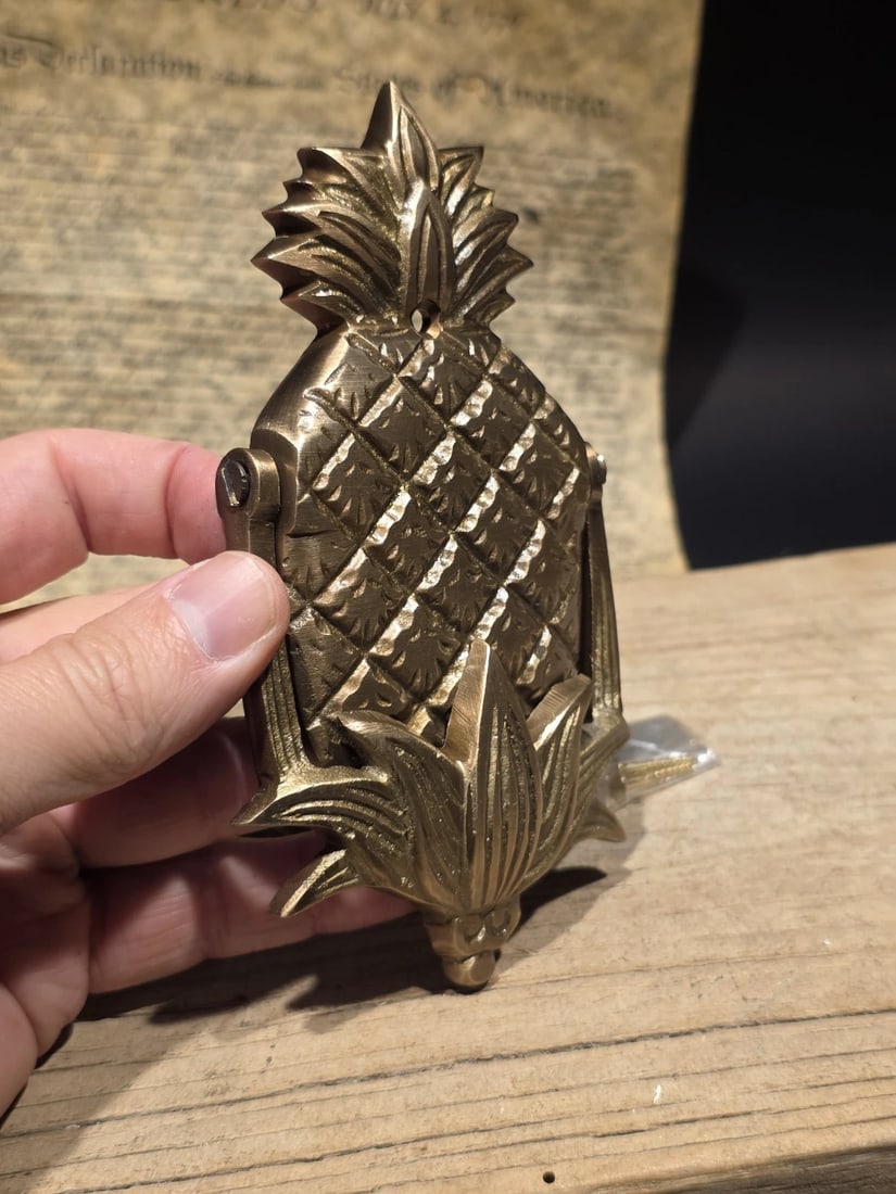 Solid Brass Pineapple Door Knocker Colonial Welcome Sign - 9