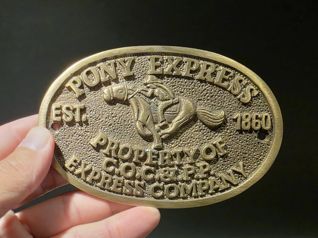 Brass Pony Express Oval Plaque - 4