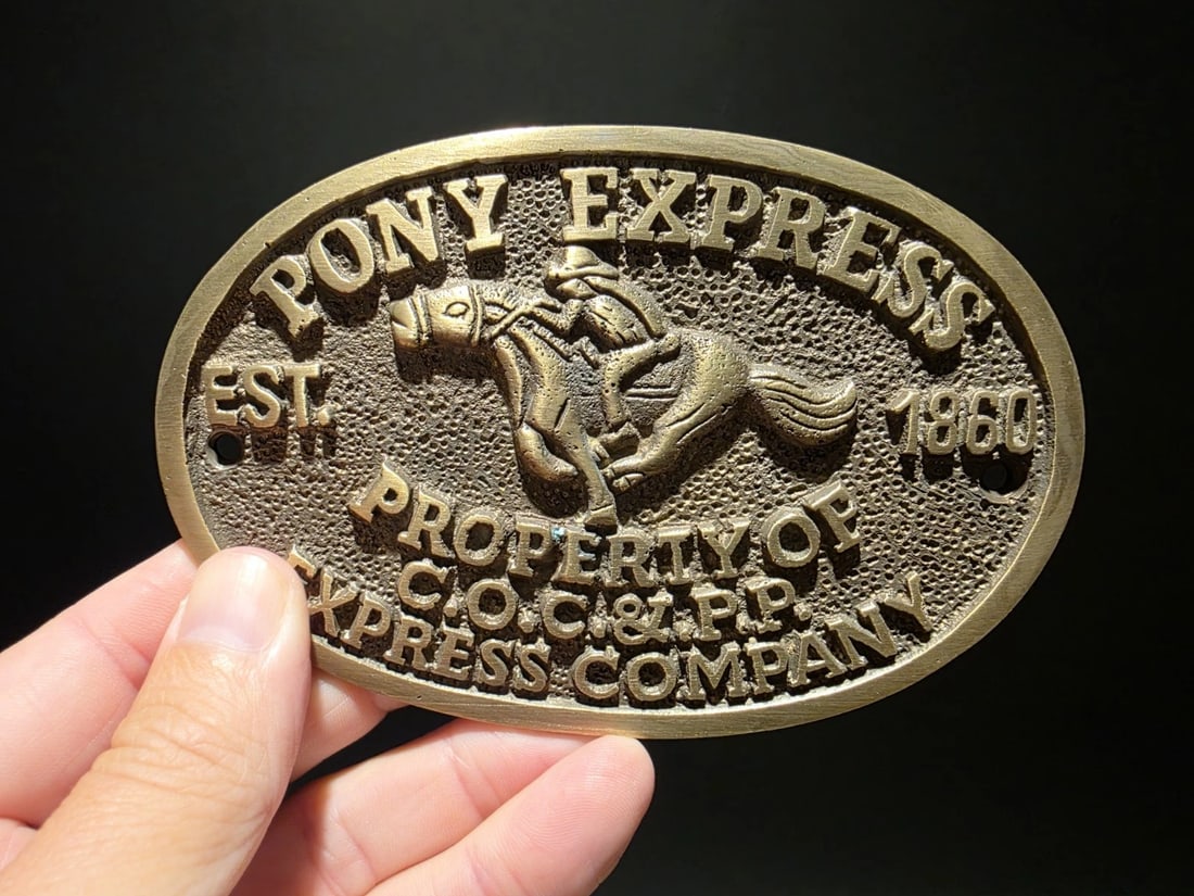 Brass Pony Express Oval Plaque - 9