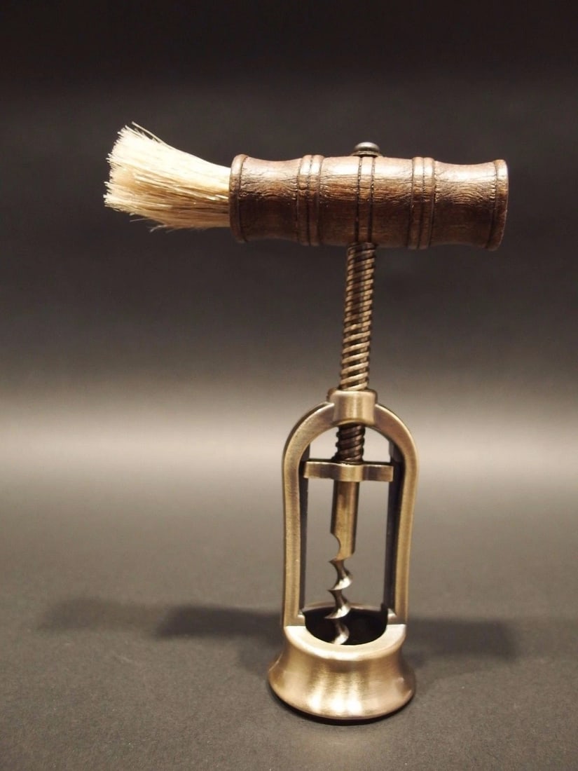Open Frame Corkscrew w Brush Wine Bottle Opener - 6