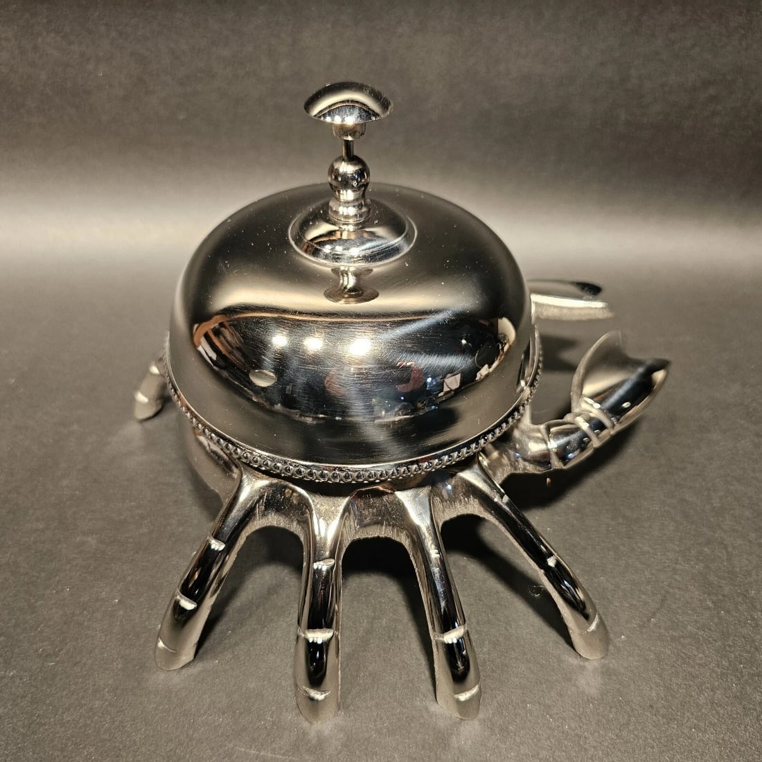 Silver Brass Crab Table or Floor Desk Bell - 19