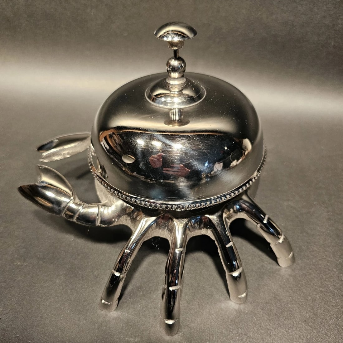 Silver Brass Crab Table or Floor Desk Bell - 7