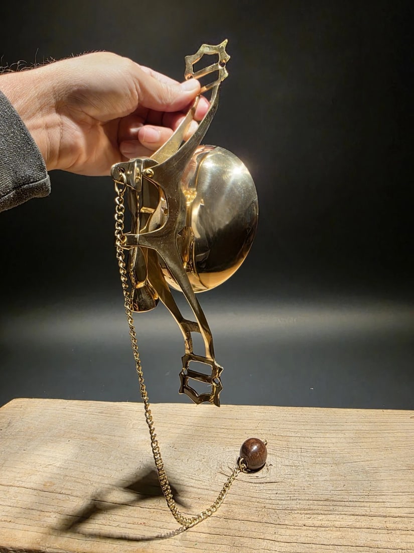 11" Wall Mount Brass Pull Chain Door Bell - 4