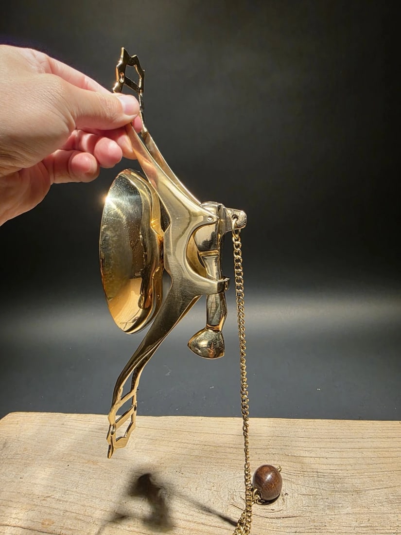 11" Wall Mount Brass Pull Chain Door Bell - 9