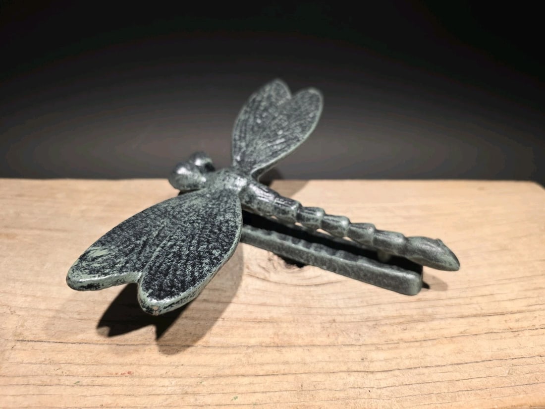 7" Verdigris Cast Iron Dragonfly Door Knocker - 9