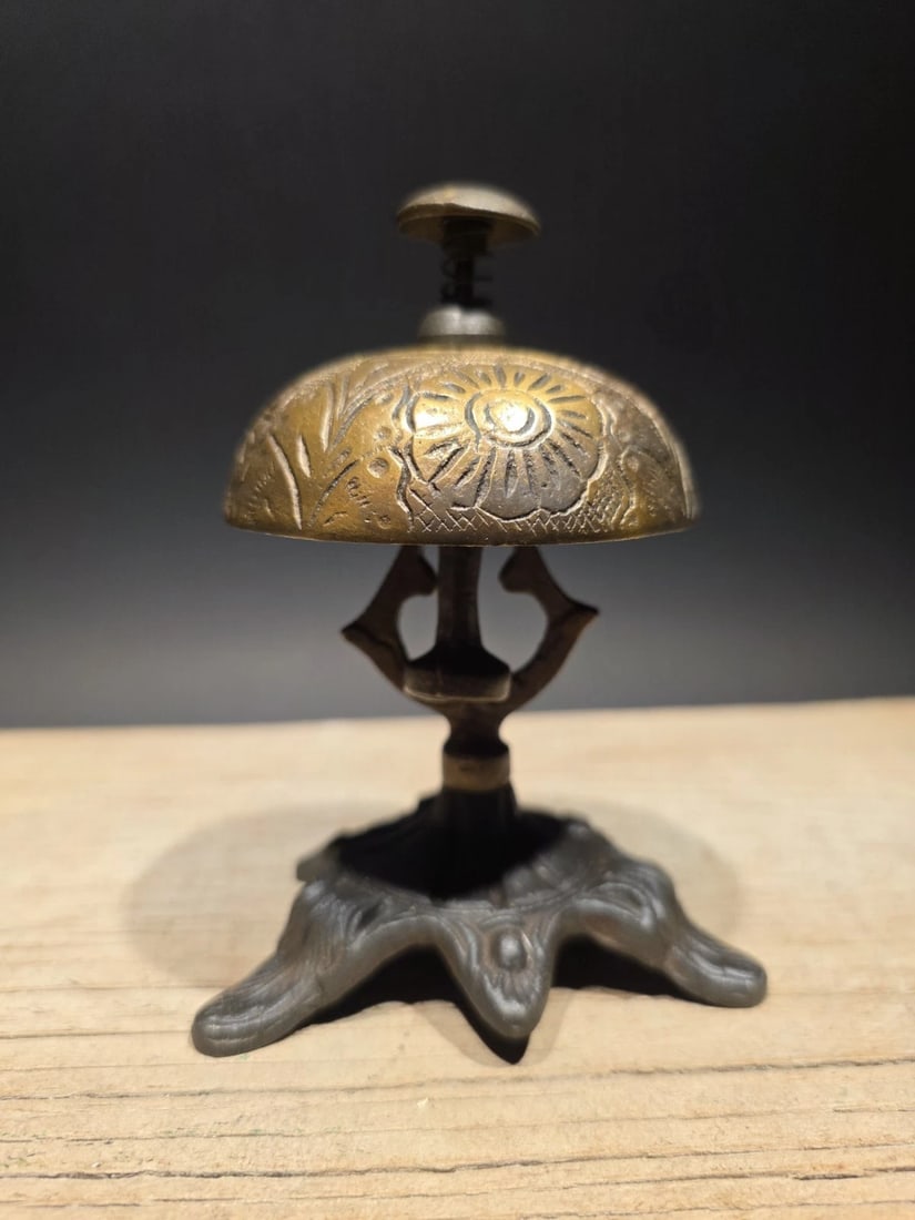 Ornate Brass Table Desk Bell - 3