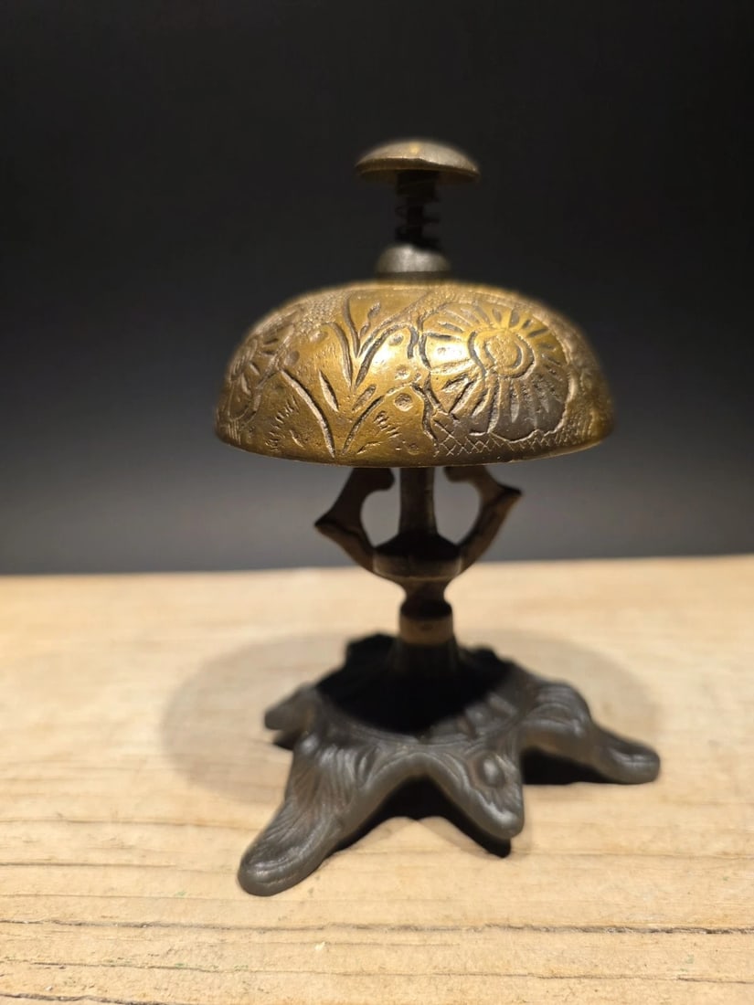 Ornate Brass Table Desk Bell - 9