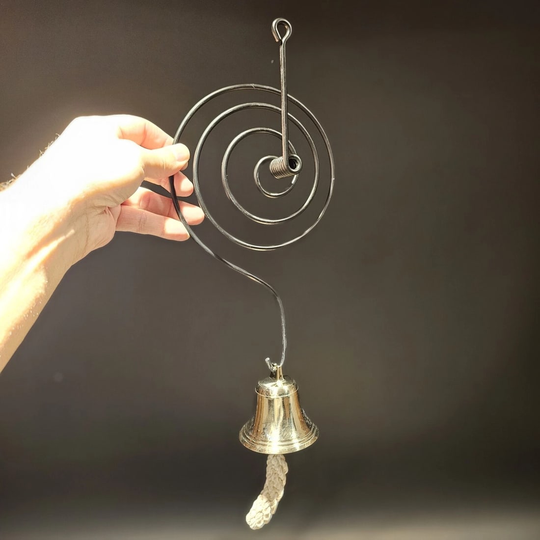 13" Spiral Shopkeepers Store Doorbell Bell: 13" overall height x 3" Such a neat reproduction antique bell. All brass and iron. Has a wonderful resonating sound. Reserve: $25.00 Shipping: Domestic: Flat-rate of $10.00 to anywhere within the