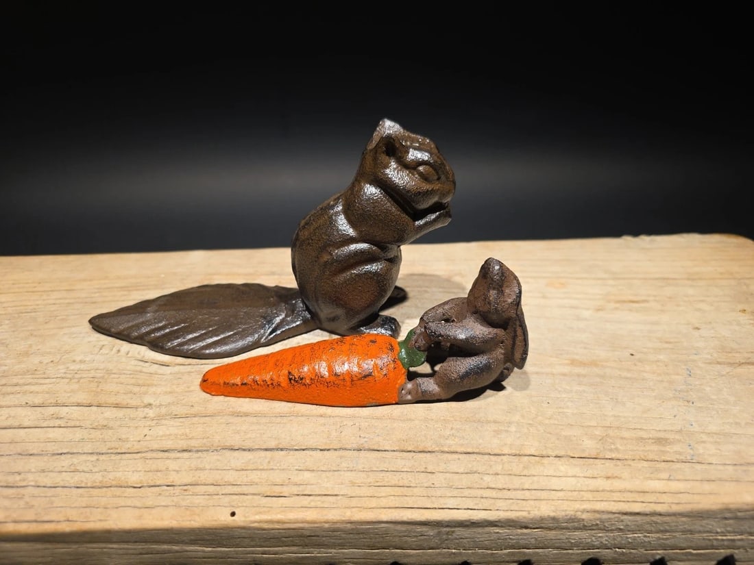 Cast Iron Door Stop Rabbit & Squirrel Wedge Collection: Nice Reproduction antique solid cast iron rabbit door wedge and squirrel wedge door stops. Certainly a great item! Be sure to see the images, for construction and manufacture details Reserve: $44.00 S