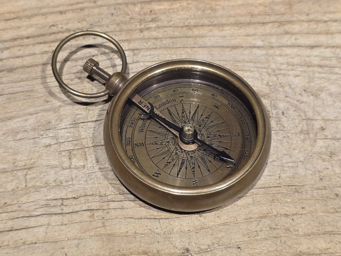 Solid Brass Pocket Compass - 10