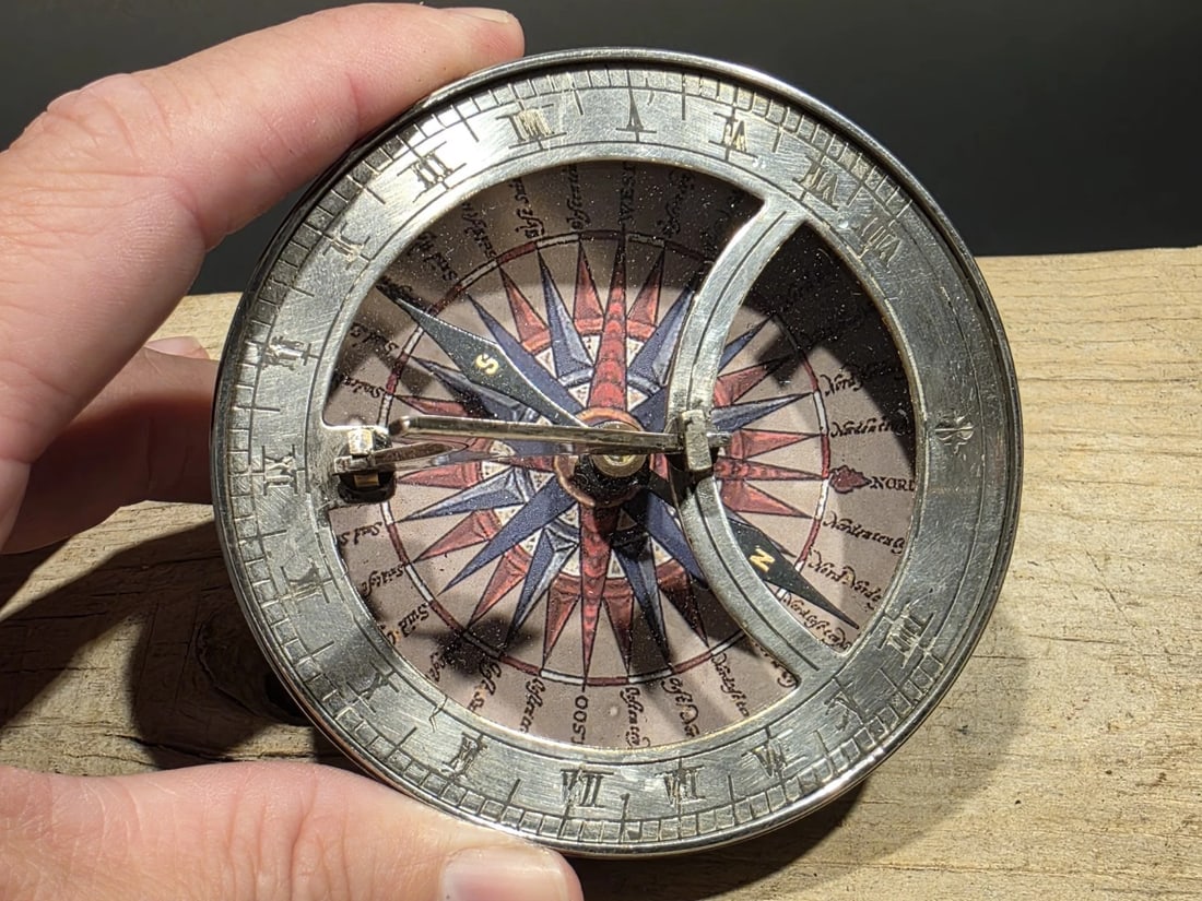 Silver Plated Bronze Sundial Compass - 3