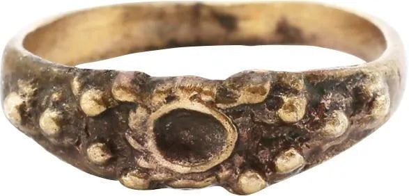 EUROPEAN BETROTHAL RING 9th-12th CENTURY, SIZE 3 1/2: During the Middle Ages, the act of committing to marriage took place as a formal ceremony with vows, considered sacred and unbreakable, exchanged. A ring was given by the man to the woman to bind the