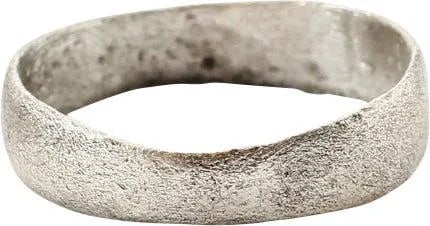 VIKING WEDDING RING C.850-1050 AD, SIZE 3: Gilt bronze, size 3 for the small finger, between the first two joints as was the custom. 3.9 band width, slightly irregular as made. Professionally refurbished with the pure silver surface restored. 