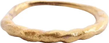 ANCIENT VIKING ROPED OR TWIST WEDDING RING, SIZE 9: Cambridgeshire, England, 866-1067 AD. About size 9. 1. mm at the bottom swelling to 3.0mm at the top. The top two-thirds is a modeled roped motif. The spiral or helix was a favorite Viking form. Profe