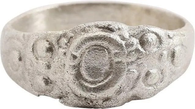 EUROPEAN BETROTHAL RING, 9th-12th CENTURY, SIZE 8: During the Middle Ages, the act of committing to marriage took place as a formal ceremony with vows, considered sacred and unbreakable, exchanged. A ring was given by the man to the woman to bind the