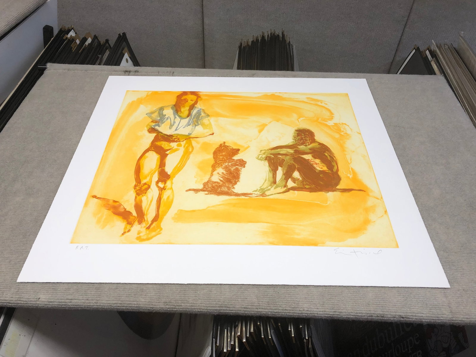 Eric Fischl - Beach Scene with Poodle - 1997 Etching - SIGNED 25.75" x 28.75" - 2