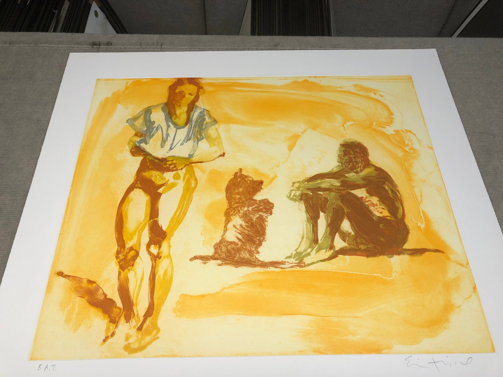 Eric Fischl - Beach Scene with Poodle - 1997 Etching - SIGNED 25.75" x 28.75" - 5