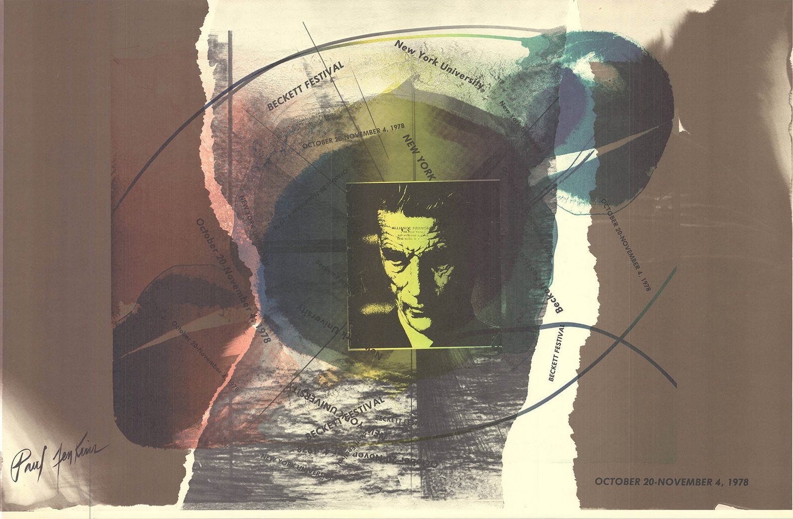 Paul Jenkins - Beckett Festival - 1978 Offset Lithograph 24" x 37": Beckett Festival by Paul Jenkins, 1978 Unsigned Offset Lithograph. Paper size is 24 x 37 inches, with an image size of 24 x 37 inches. The Offset Lithograph is from an unknown edition size. and is not