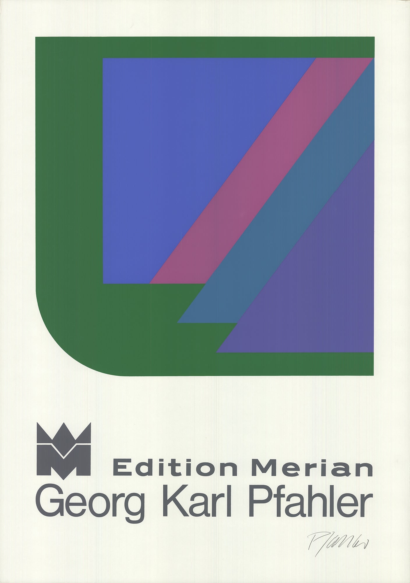 Georg Karl Pfahler - Edition Merian - 1982 Serigraph - SIGNED 34" x 24": Edition Merian by Georg Karl Pfahler, 1982 Signed Serigraph. Paper size is 34 x 24 inches, with an image size of 19.75 x 19.75 inches. The Serigraph is from an unknown edition size. and is not framed.