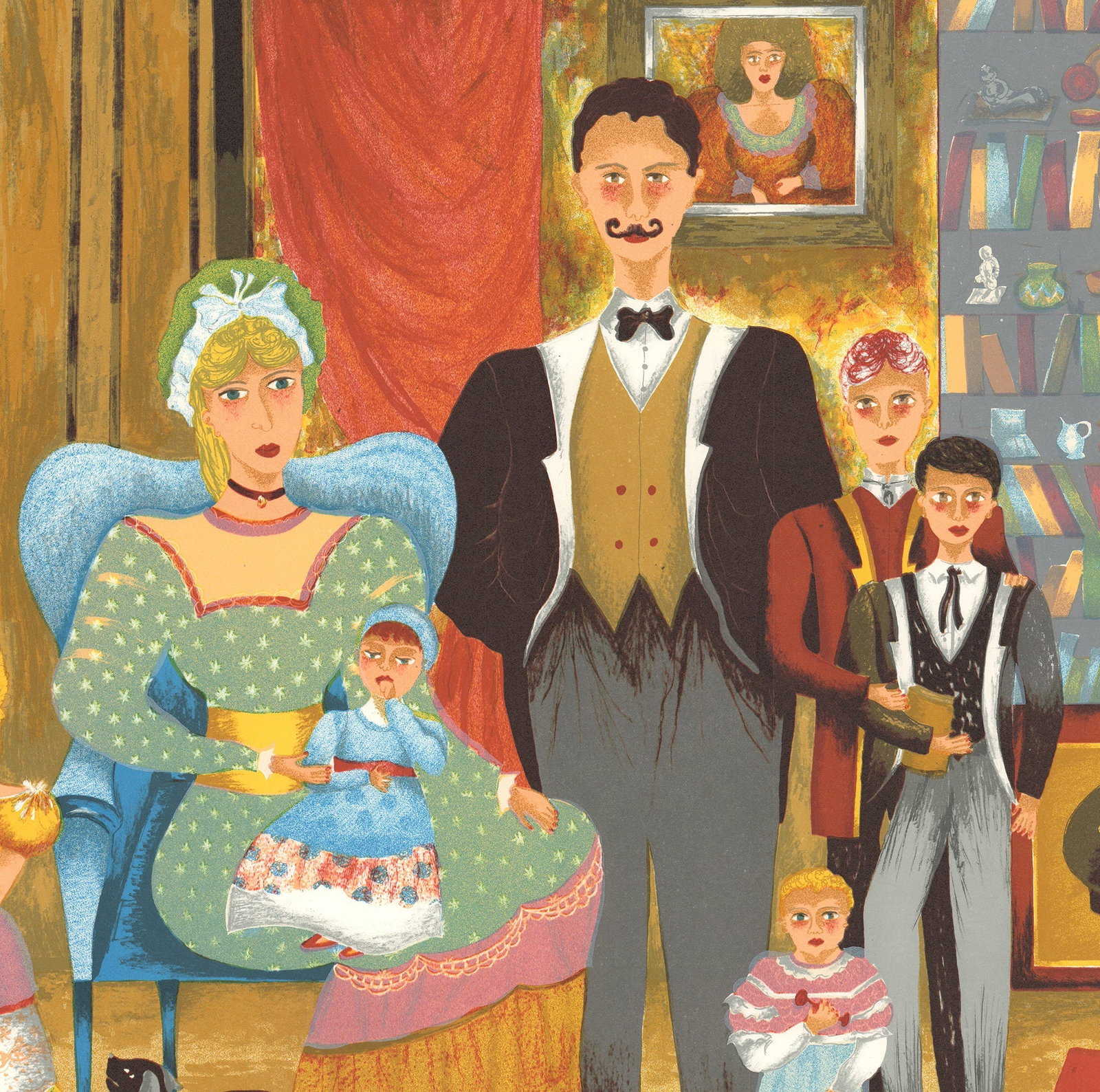 Lee Dubin - Family Portrait - 1985 Lithograph - SIGNED 22.5" x 24.25" - 4