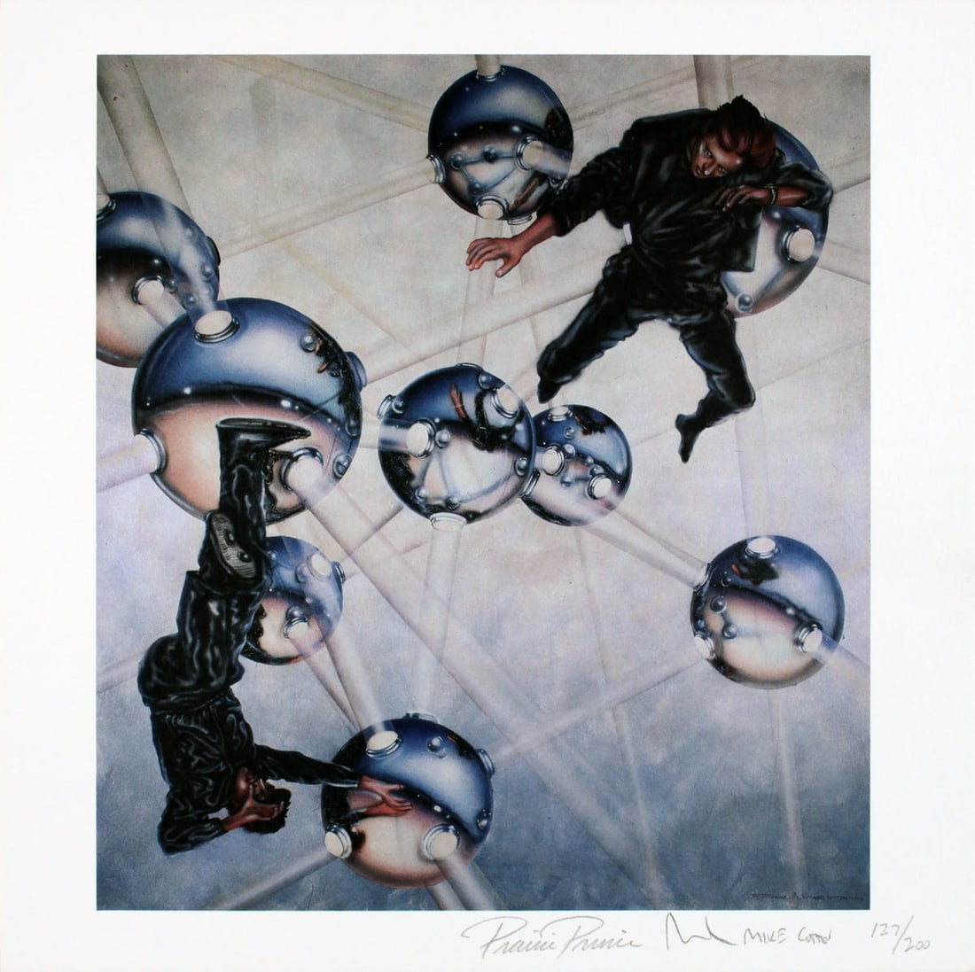 Michael Cotten - From Art Sounds Portfolio - 1986 Offset Lithograph - SIGNED 12" x 12": From Art Sounds Portfolio by Michael Cotten, 1986 Signed Offset Lithograph. Paper size is 12 x 12 inches, with an image size of 10.5 x 9.5 inches. The Offset Lithograph is from an edition size of 200 