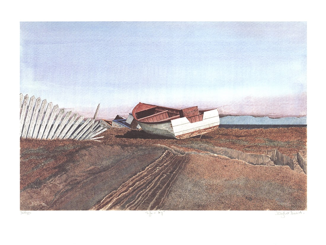Dwight Baird - High 'n Dry, Prince-Edward Island - 1988 Offset Lithograph - SIGNED 19" x 25": High 'n Dry, Prince-Edward Island by Dwight Baird, 1988 Signed Offset Lithograph. Paper size is 19 x 25 inches, with an image size of 14.5 x 22 inches. The Offset Lithograph is from an edition size of