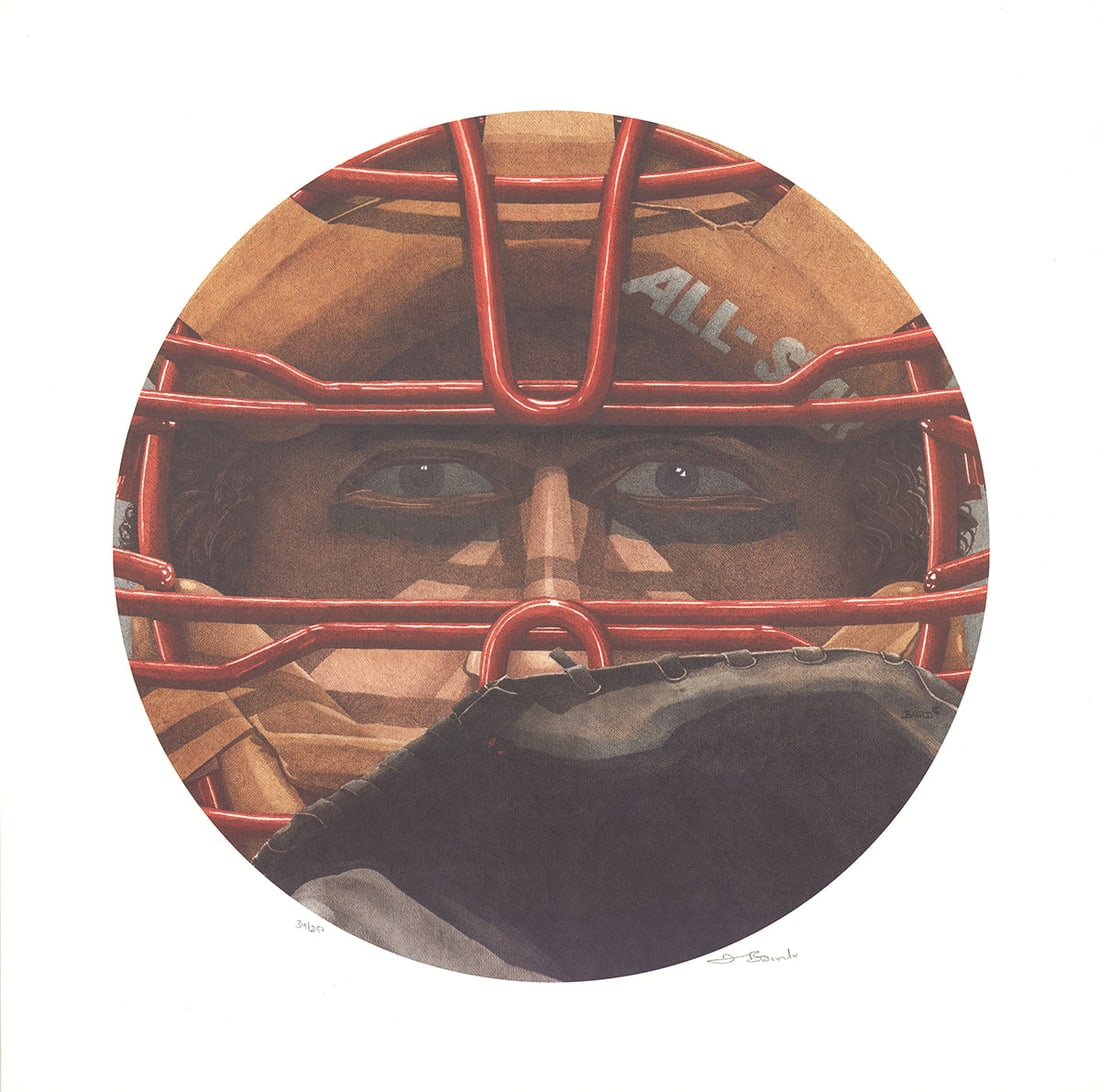 Dwight Baird - Inside looking out/The Catcher - 1994 Offset Lithograph - SIGNED 23.5" x 24": Inside looking out/The Catcher by Dwight Baird, 1994 Signed Offset Lithograph. Paper size is 23.5 x 24 inches, with an image size of 19 x 19 inches. The Offset Lithograph is from an edition size of 25