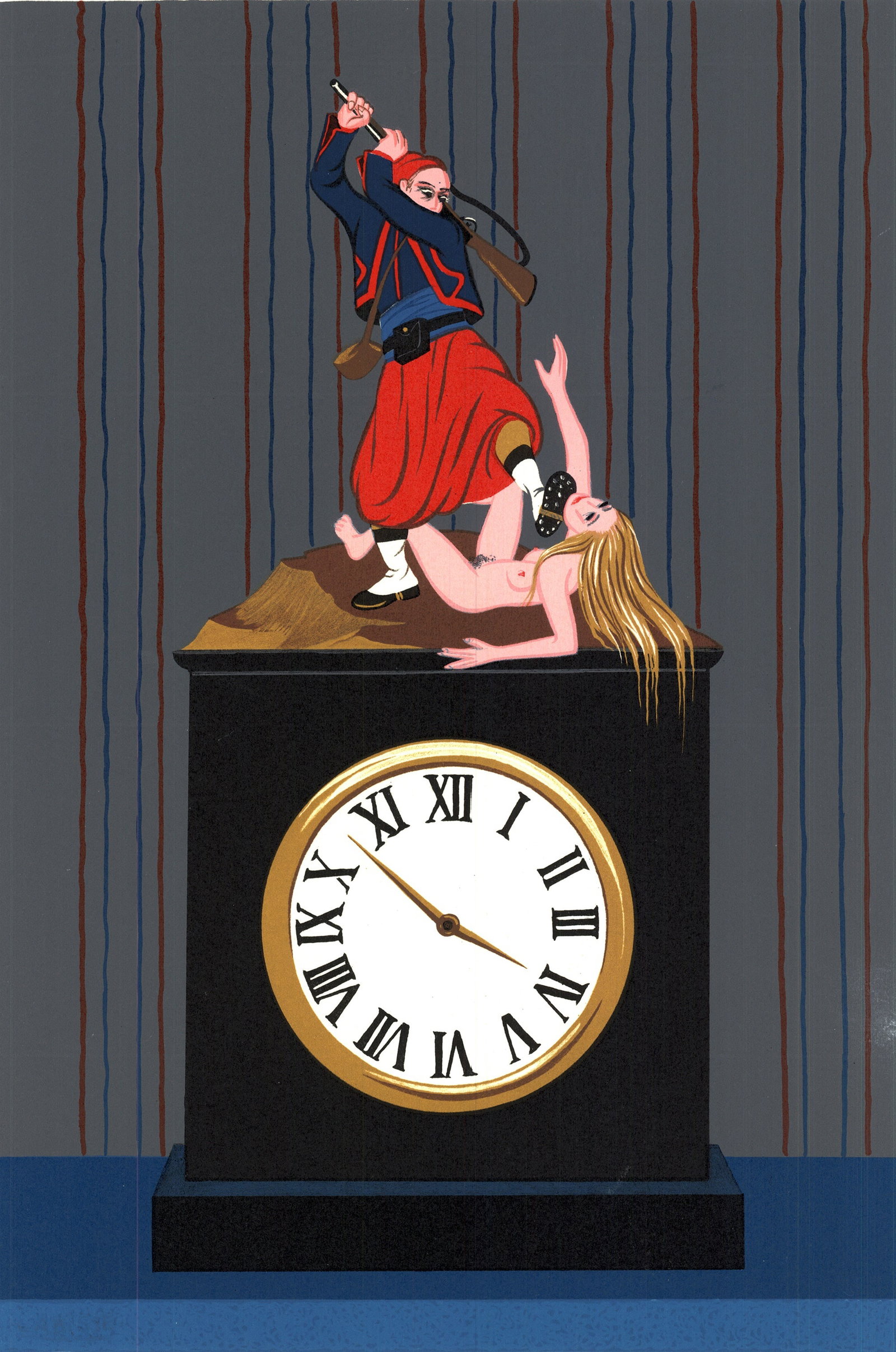 Felix Labisse - L'Horloge (The Clock) - 1980 Lithograph - SIGNED 24.5" x 17.5" - 2
