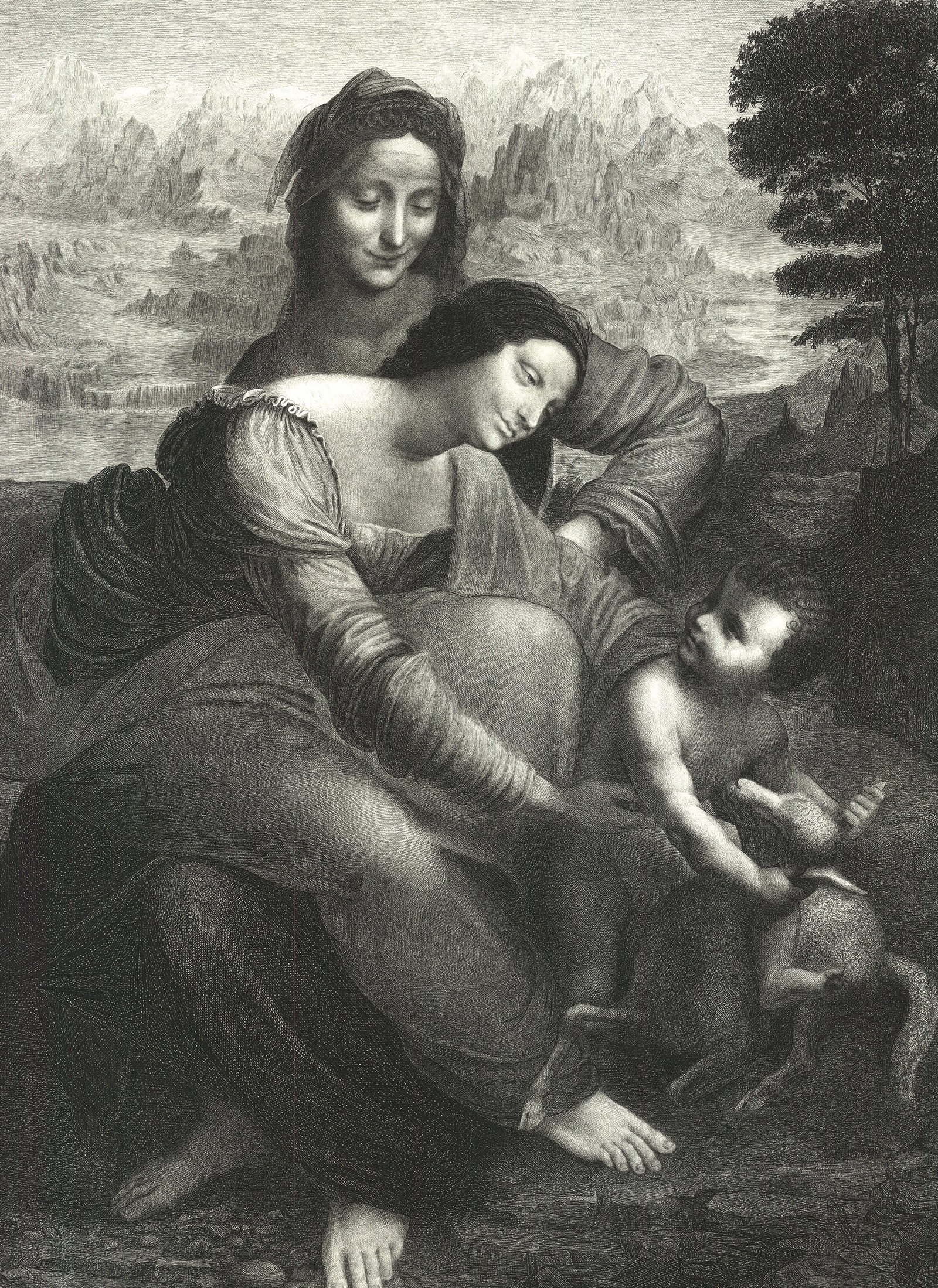 Leonardo Da Vinci - La Vierge, l'Enfant Jesus et St. Anne - 1985 Etching 30" x 22.5" - 3