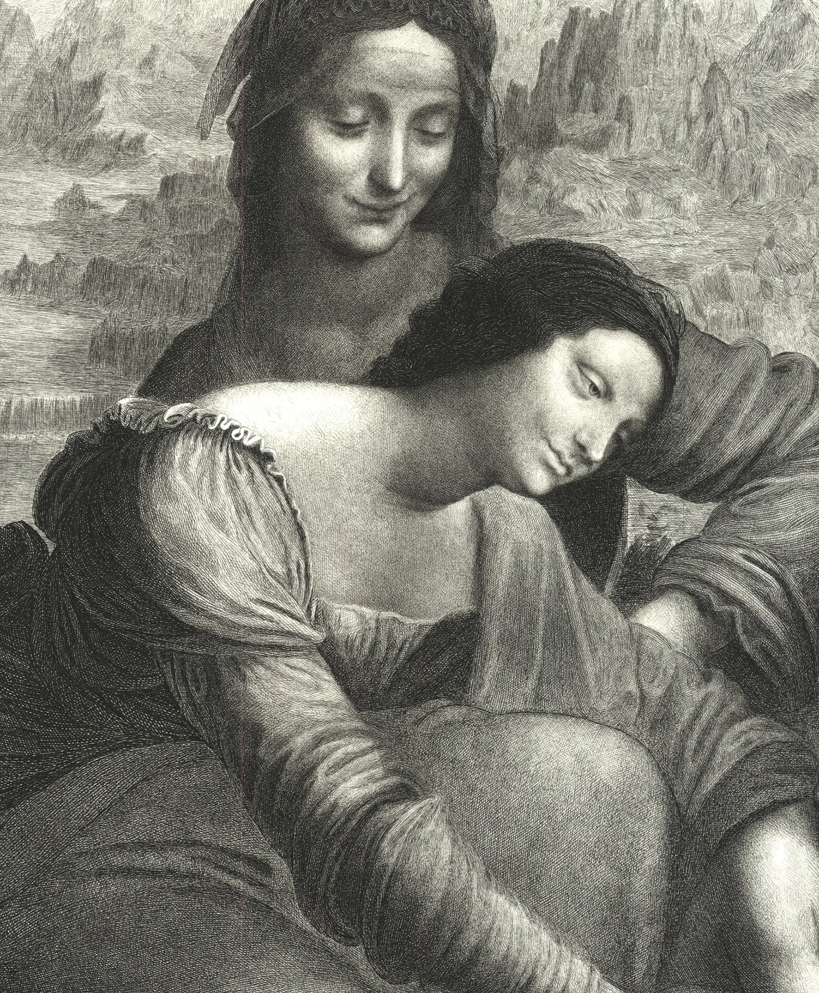 Leonardo Da Vinci - La Vierge, l'Enfant Jesus et St. Anne - 1985 Etching 30" x 22.5" - 4