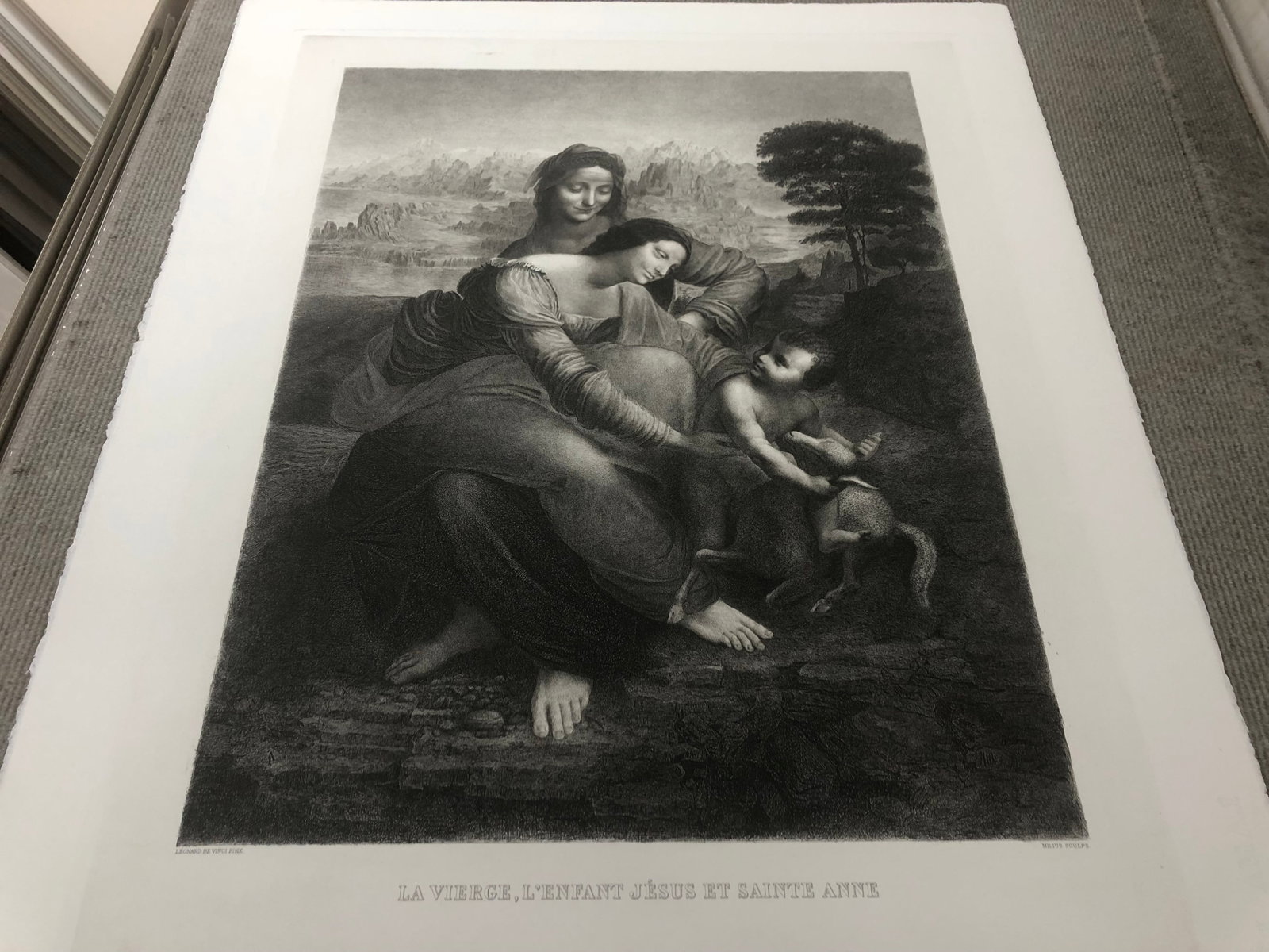 Leonardo Da Vinci - La Vierge, l'Enfant Jesus et St. Anne - 1985 Etching 30" x 22.5" - 5