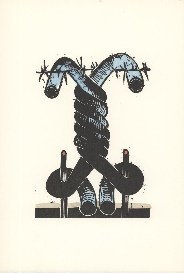 George Nama - Land I - 1973 Linocut 9.5" x 6.5": Land I by George Nama, 1973 Unsigned Linocut. Paper size is 9.5 x 6.5 inches, with an image size of 9.5 x 6.5 inches. The Linocut is from an edition size of 100 and is not framed. The condition was