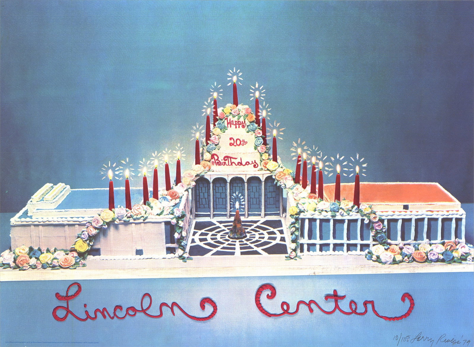 Larry Rivers - Lincoln Center 20th Anniversary - 1979 Offset Lithograph - SIGNED 26" x 35.5": Lincoln Center 20th Anniversary by Larry Rivers, 1979 Signed Offset Lithograph. Paper size is 26 x 35.5 inches, with an image size of 26 x 35.5 inches. The Offset Lithograph is from an edition size of
