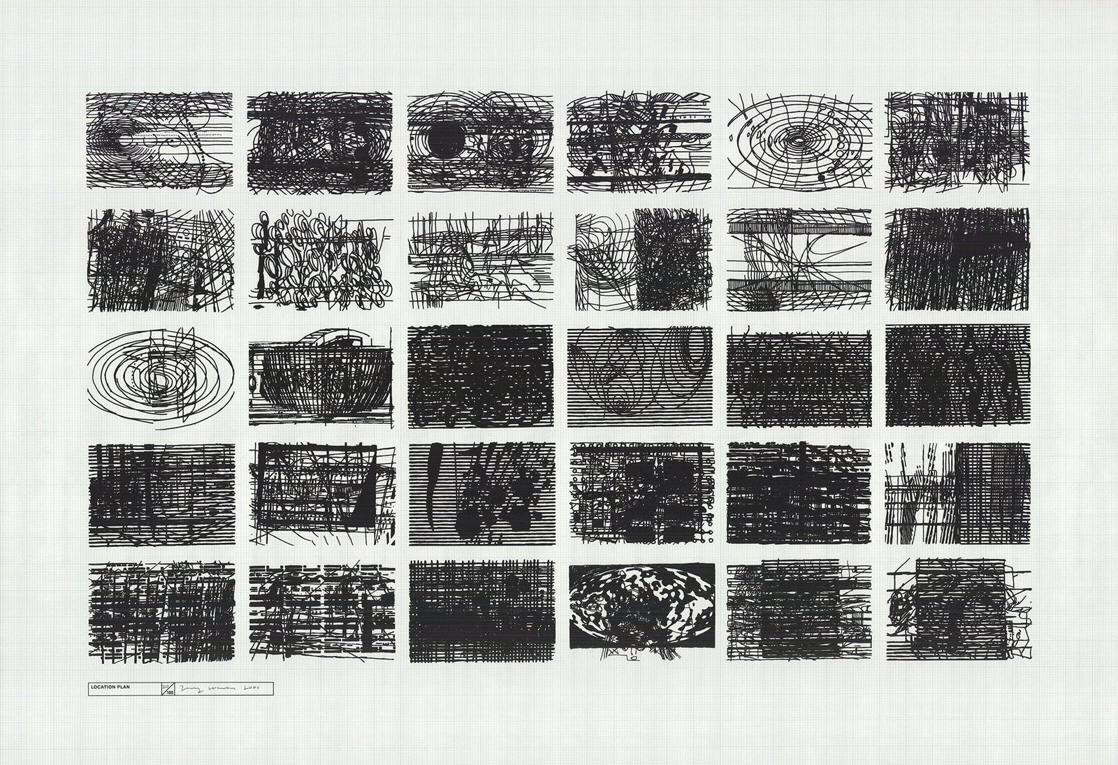 Terry Winters - Location Plan 2000 - 2000 Serigraph - SIGNED 29" x 42": Location Plan 2000 by Terry Winters, 2000 Signed Serigraph. Paper size is 29 x 42 inches, with an image size of 29 x 42 inches. The Serigraph is from an edition size of 100 and is not framed. The cond