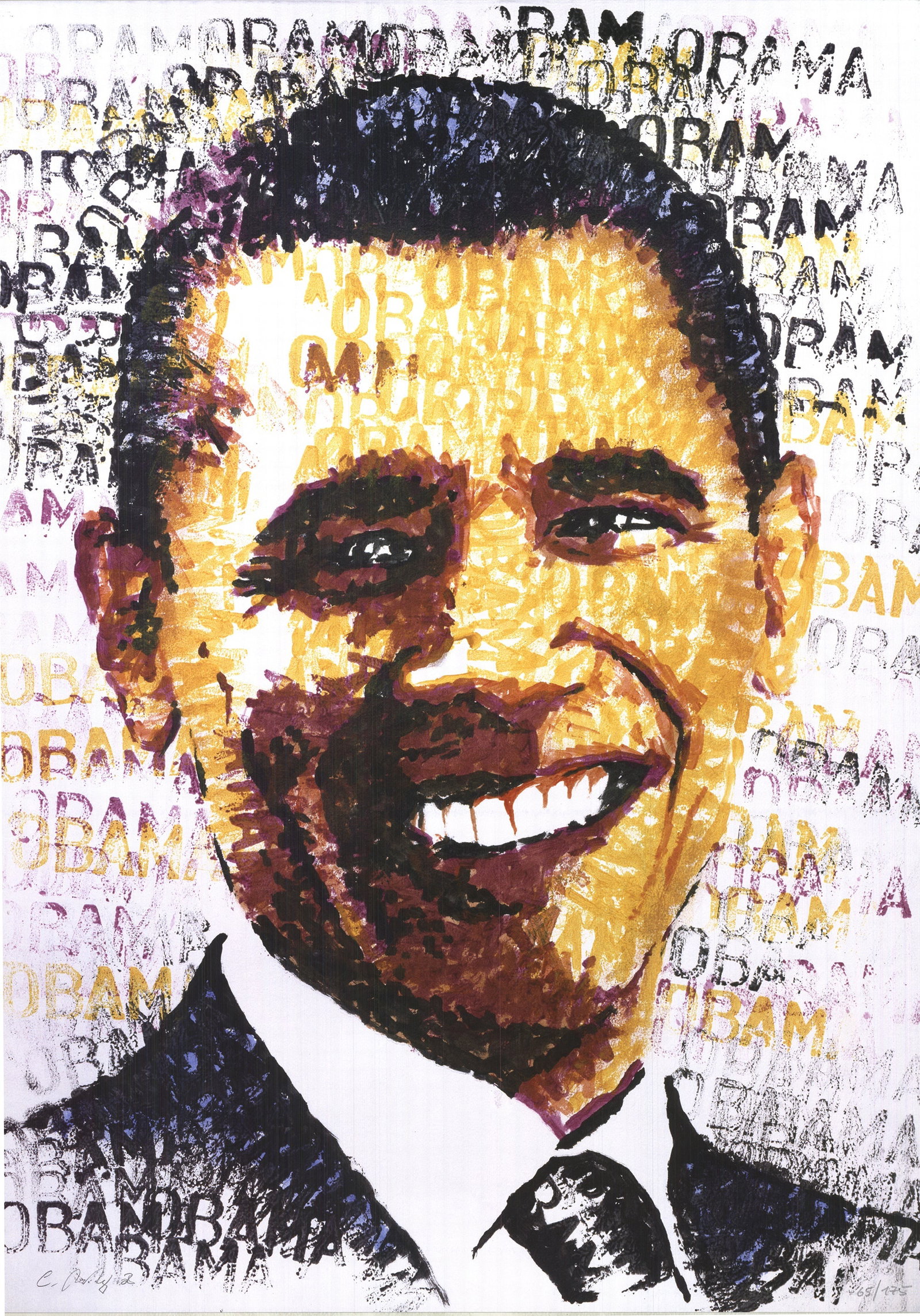Chris Britz - Obama - 2008 Offset Lithograph - SIGNED 33" x 23.5": Obama by Chris Britz, 2008 Signed Offset Lithograph. Paper size is 33 x 23.5 inches, with an image size of 33 x 23.5 inches. The Offset Lithograph is from an edition size of 175 and is not framed. The