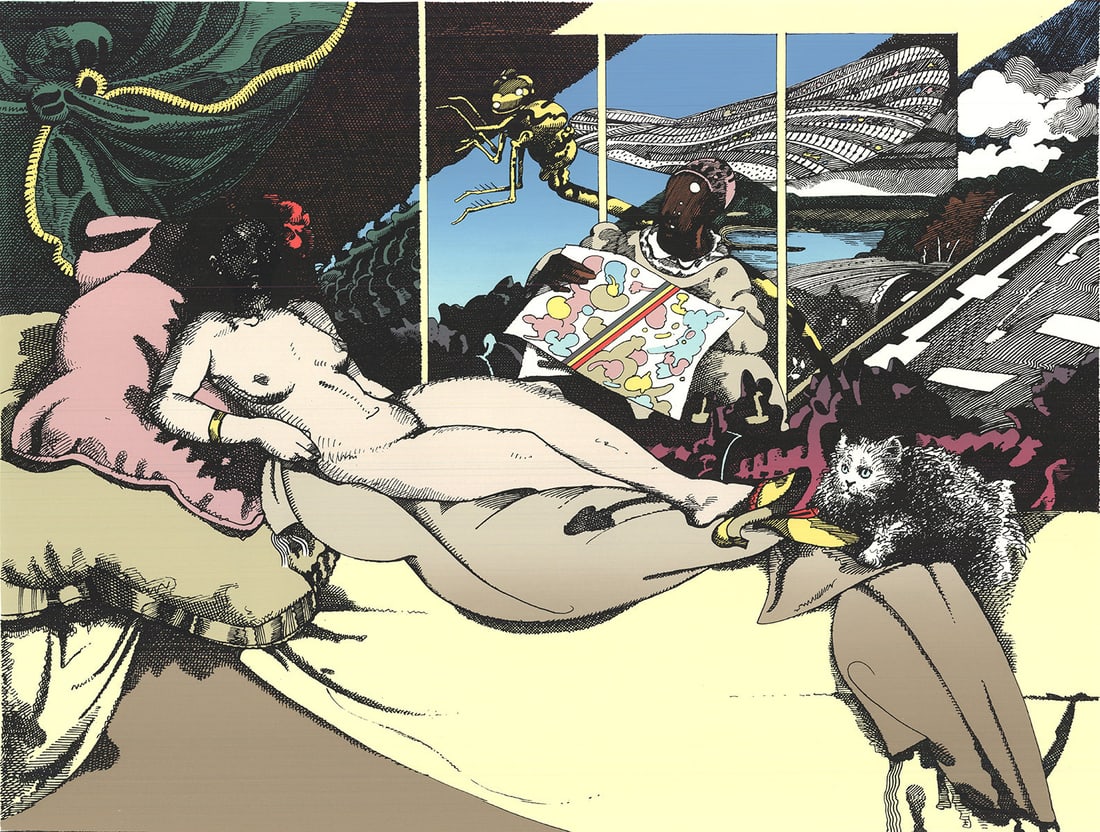 Milton Glaser - Olympia and Ollie (After Manet) - 1974 Lithograph - SIGNED 22" x 29.75" - 3