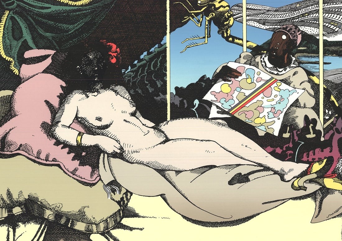 Milton Glaser - Olympia and Ollie (After Manet) - 1974 Lithograph - SIGNED 22" x 29.75" - 4