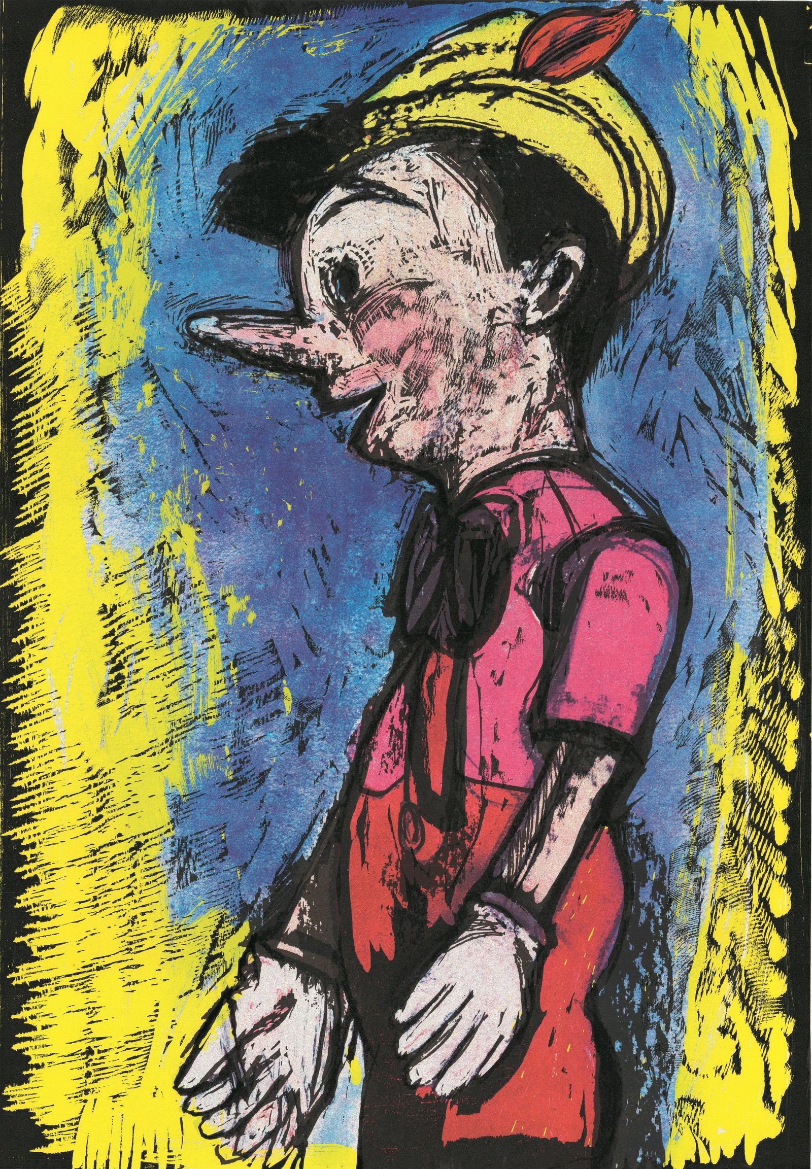 Jim Dine - Pinocchio - 2008 Mixed Media - SIGNED 37" x 27" - 2