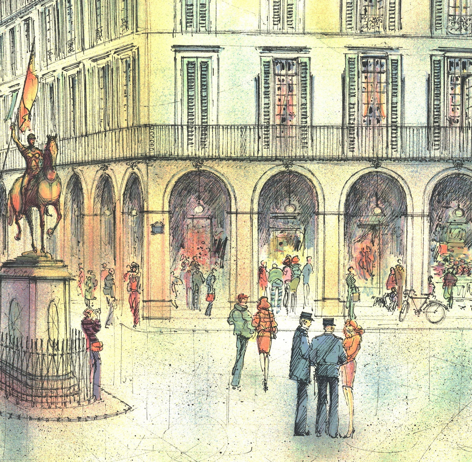 Rolf Rafflewski - Place Jeanne d'Arc, Paris - 1981 Lithograph - SIGNED 22" x 30" - 2