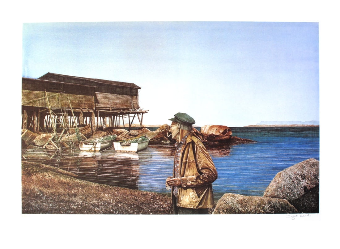 Dwight Baird - Restless, Newfoundland - 1988 Offset Lithograph - SIGNED 19" x 25": Restless, Newfoundland by Dwight Baird, 1988 Signed Offset Lithograph. Paper size is 19 x 25 inches, with an image size of 14.5 x 22 inches. The Offset Lithograph is from an edition size of 950 and