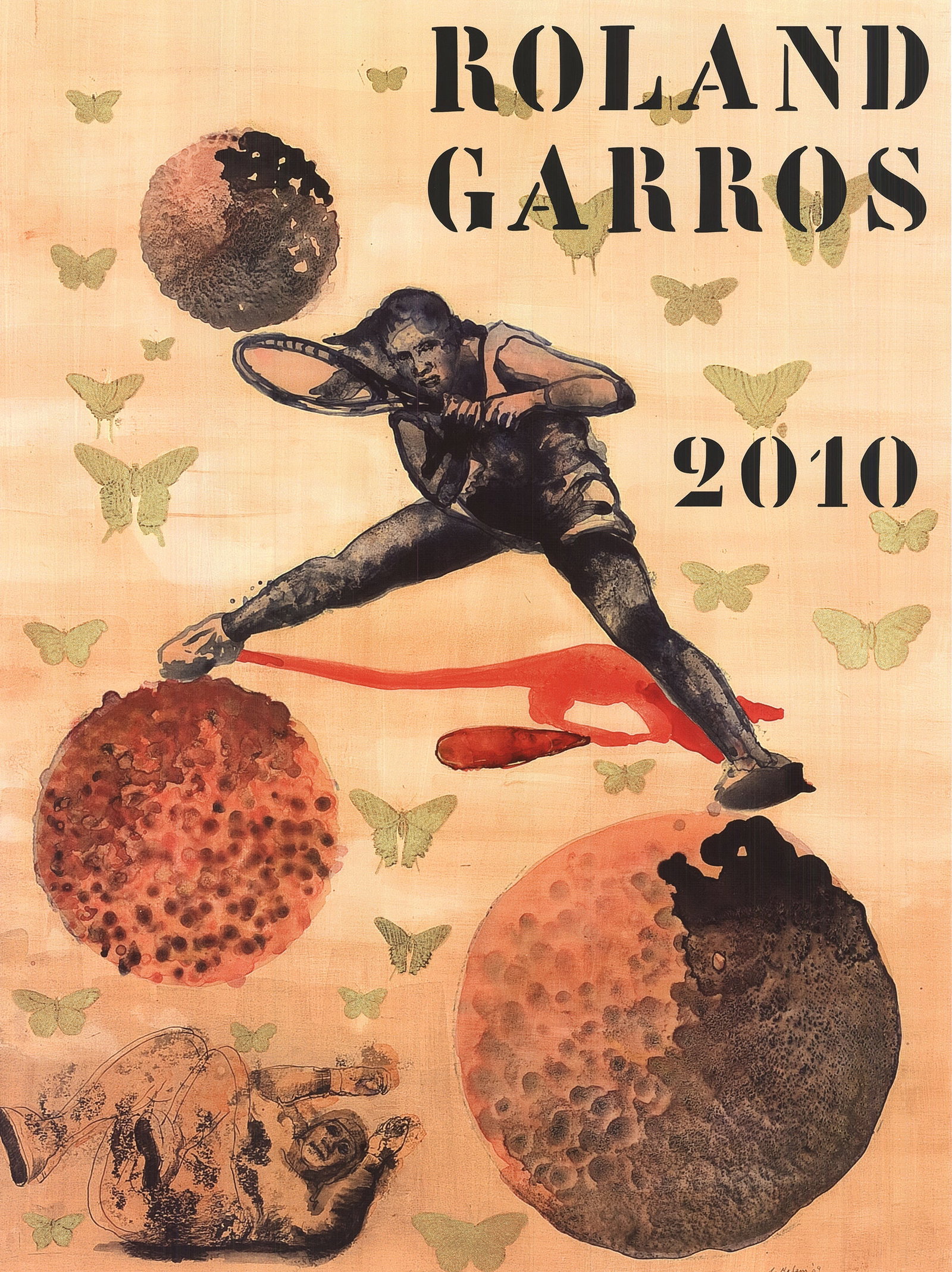 Nalini Malani - Roland Garros French Open - 2010 Offset Lithograph - SIGNED 31.5" x 23.5" - 2