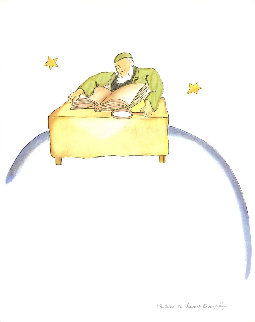 Antoine de Saint Exupery - The Geographer (md) - 2008 Lithograph 15.5" x 12.25": The Geographer (md) by Antoine de Saint Exupery, 2008 Unsigned Lithograph. Paper size is 15.5 x 12.25 inches, with an image size of 15.5 x 12.25 inches. The Lithograph is from an edition size of 300
