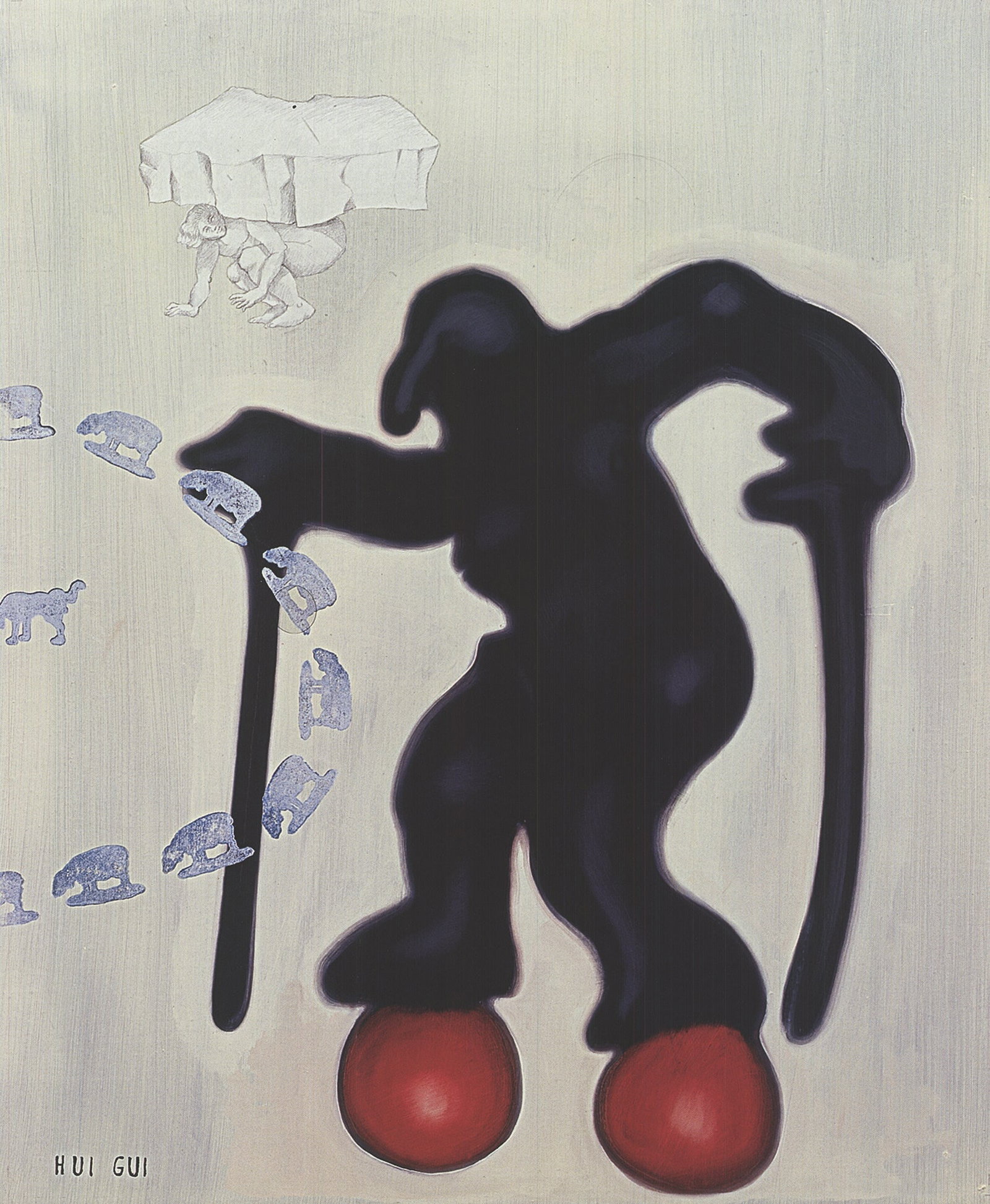 Jorg Immendorf - Untitled (Hui Gui) - 1995 Offset Lithograph - SIGNED 23.75" x 19.75" - 3